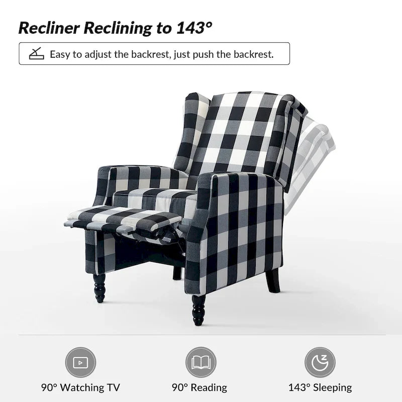 Handmatige relaxfauteuil in mid-century modern-stijl met wingback-ontwerp