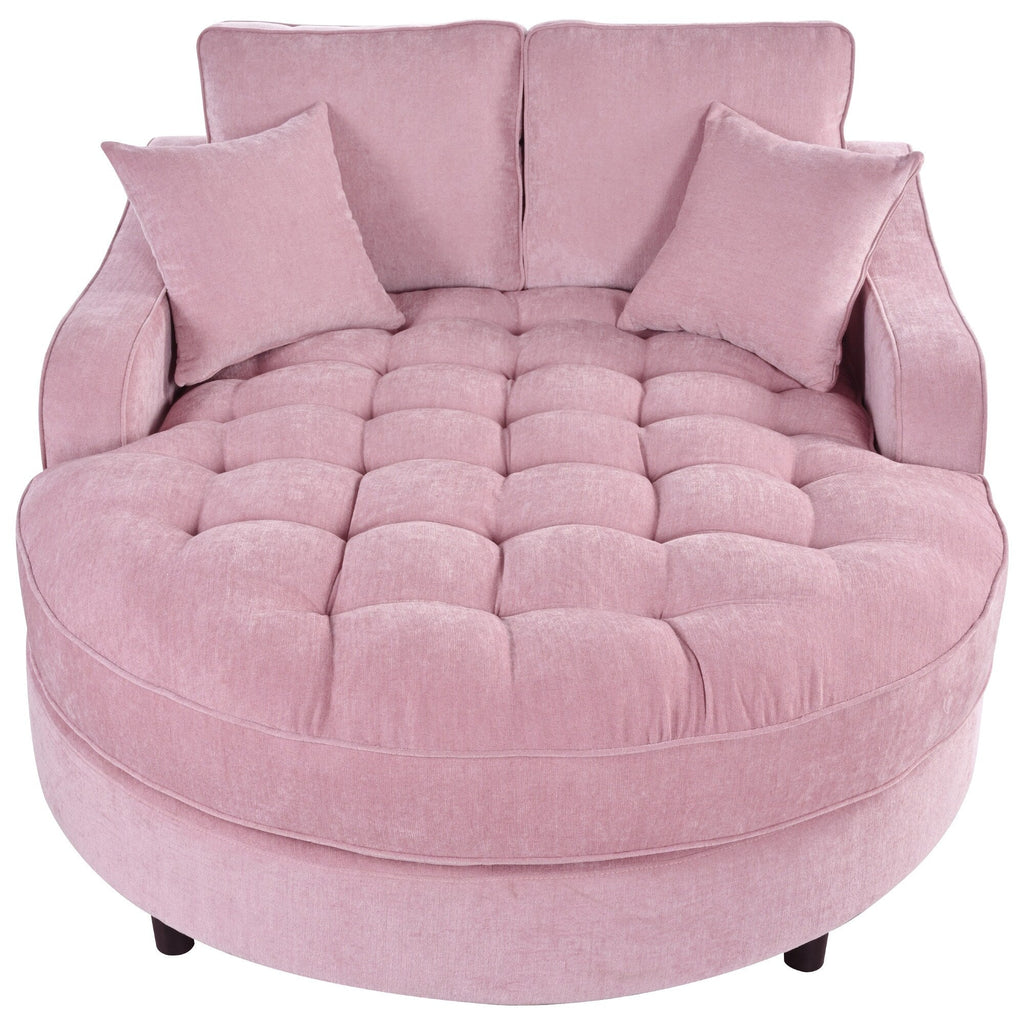 Chaiselongue-Schlafsofa aus Chenille, gepolstertes Sofa mit gesteppter Rückenlehne und 2 abnehmbaren Kissen für das Wohnzimmer