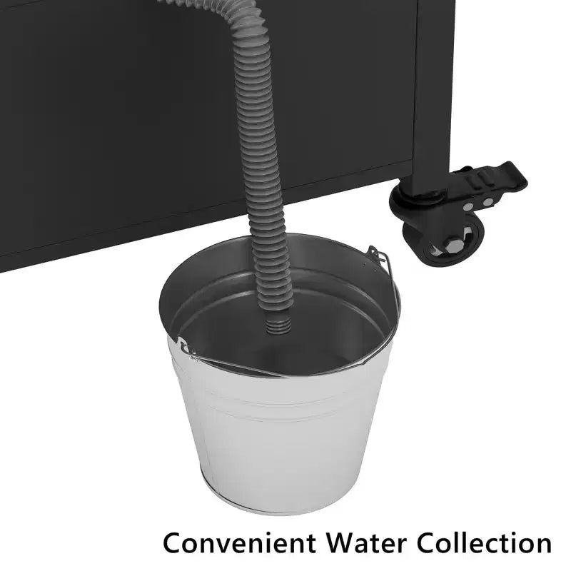 Îlot de cuisine d’extérieur 55.5 avec évier, table de préparation en acier inoxydable avec porte-épices et roulettes verrouillables, chariot pour barbecue, noir - ModernLuxe