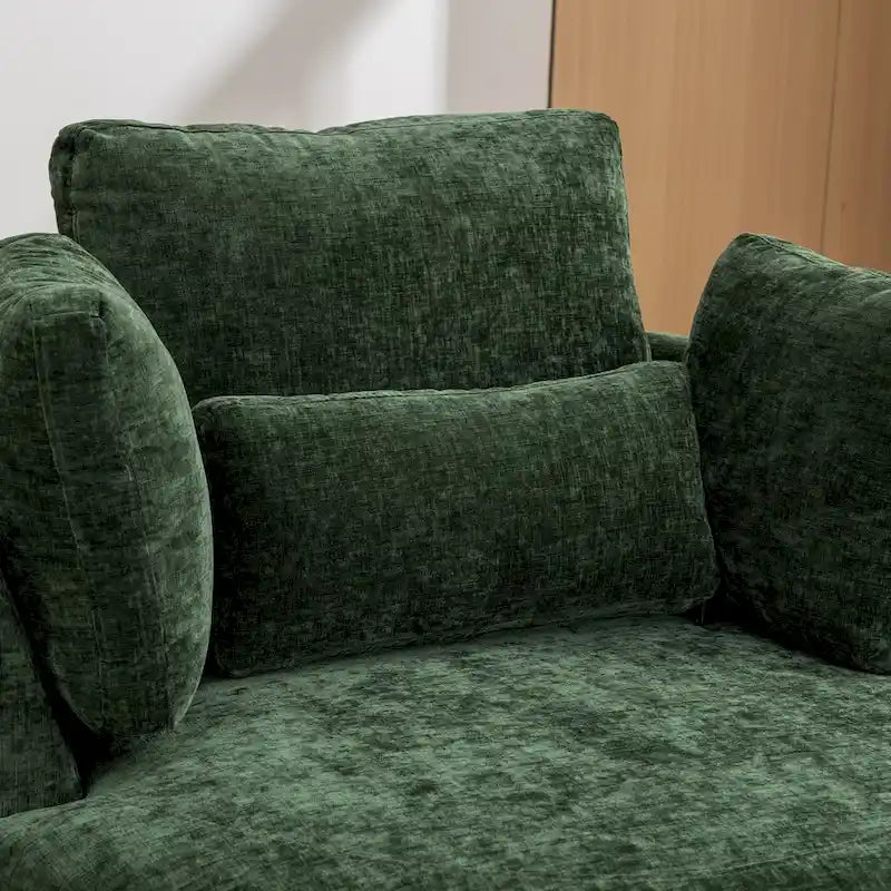 Poltrona girevole imbottita da 42.3W con 4 cuscini e pouf contenitore a mezzaluna