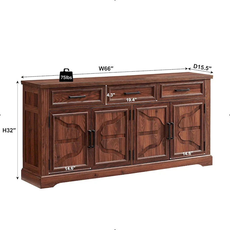 Credenza a buffet in stile rustico, mobile per angolo caffè o bar per vini per sala da pranzo - N/A