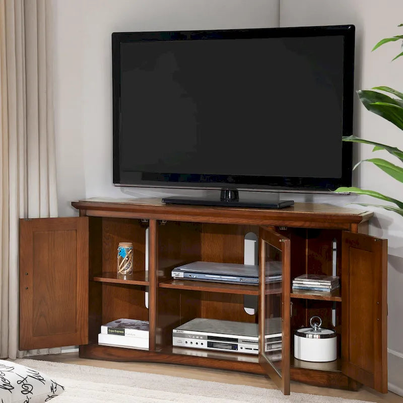 Leick Home Eck-TV-Ständer im Mission-Stil aus Massivholz