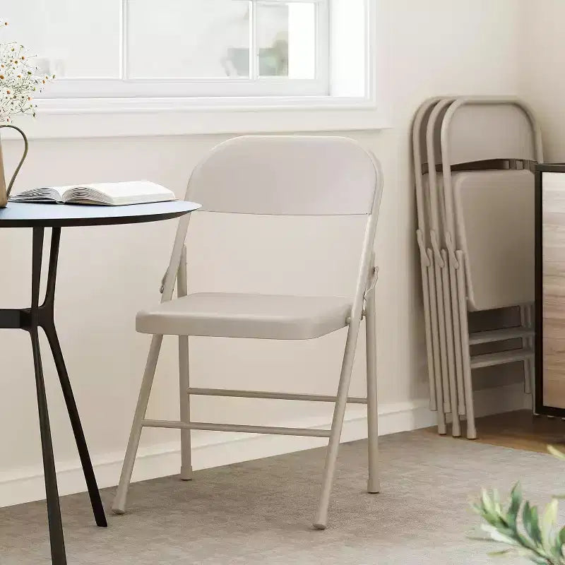 Ensemble de 8 chaises pliantes tout acier avec dossiers, chaises de salle à manger pliables en métal robuste, capacité de 350 lbs, pour l’intérieur et l’extérieur