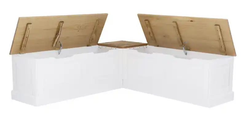 Banc d’angle de salle à manger sans dossier - naturel et blanc