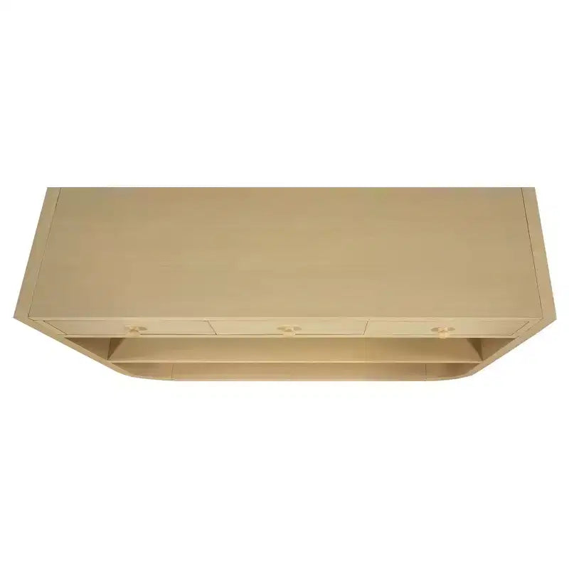 ModernLuxe gebogen sidetable, haltafel, bijzettafel naast de bank, displaystandaard en accenttafel met 3 softclose-lades en 2 open vakken