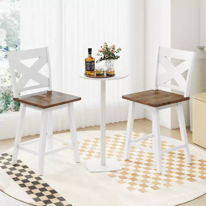 Ensemble de 4 tabourets de bar pivotants Costway 24, avec dossier, grande assise et repose-pieds, pour îlot de cuisine