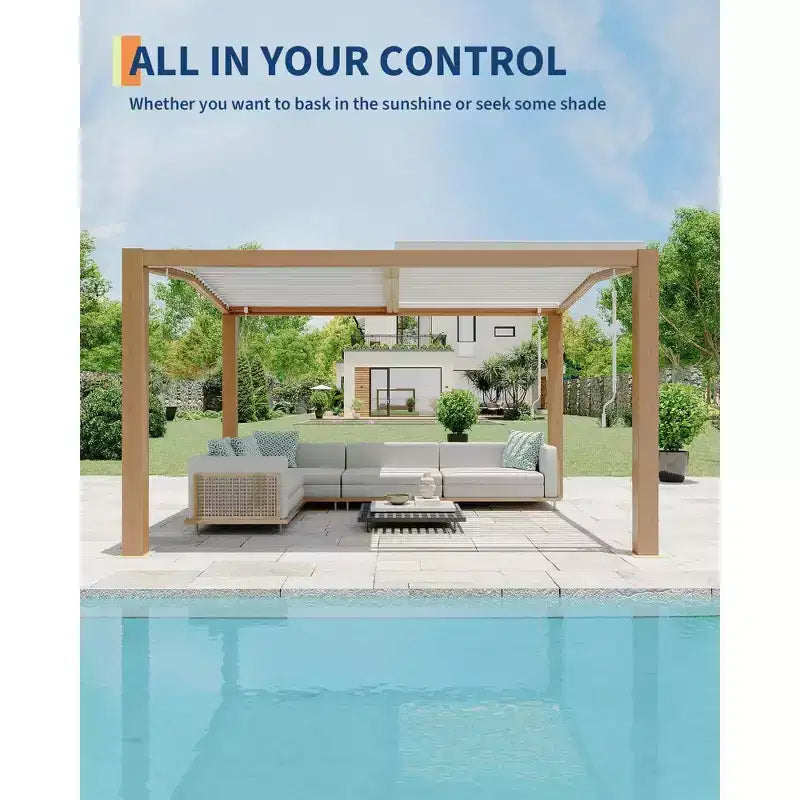 Pergola's voor buiten van 11x13 met verstelbaar lamellendak, verstevigd aluminium frame, tuinhuisje voor terras, patio, achtertuin en tuin