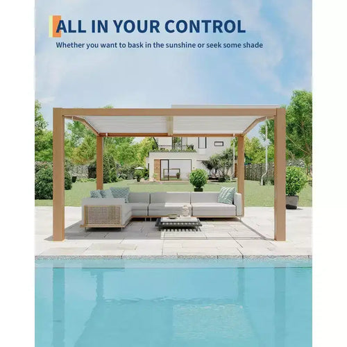 Pergolas d’extérieur 11x13 avec toit à lames réglables, cadre en aluminium renforcé, gazebo d’extérieur pour terrasse, patio, cour et jardin