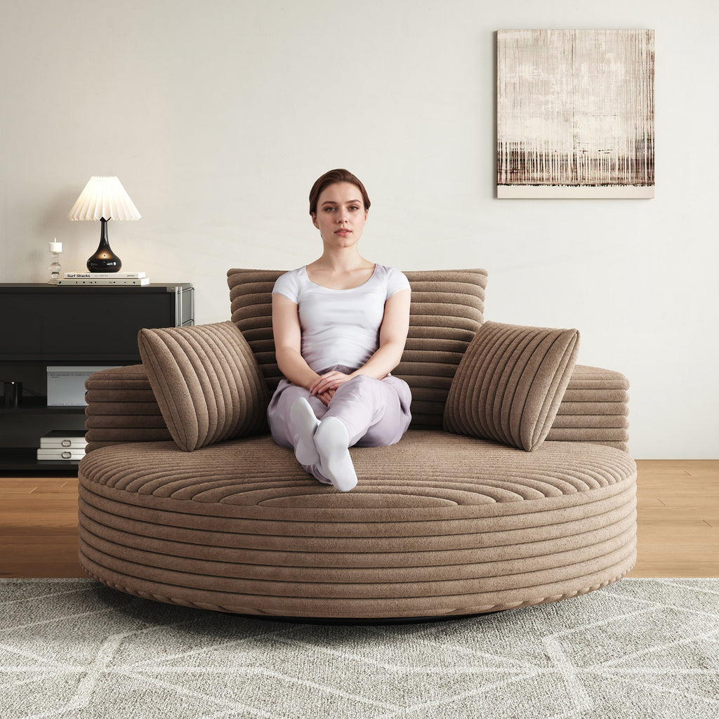 Einzelsessel mit Cord-Chenille-Bezug und Schaumstoffpolsterung, drehbar