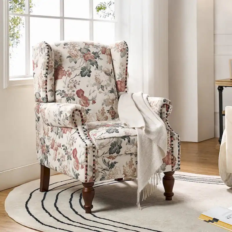 Gott Traditional Wingback Armchair with Solid Wood Legs by HULALA HOME