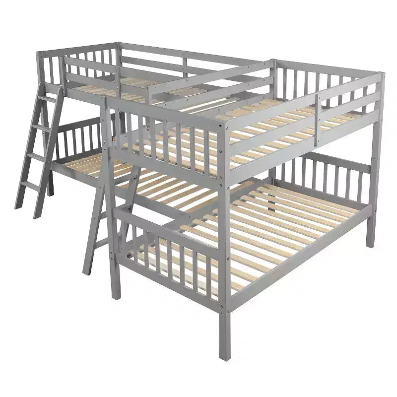 Whisen Twin-Over-Twin L-Shaped Bunk Bed with Ladder