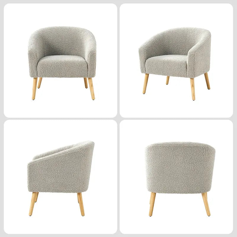 Sheila Moderner 30 W Bouclé-Sessel mit Beinen aus Massivholz, 2er-Set von HULALA HOME