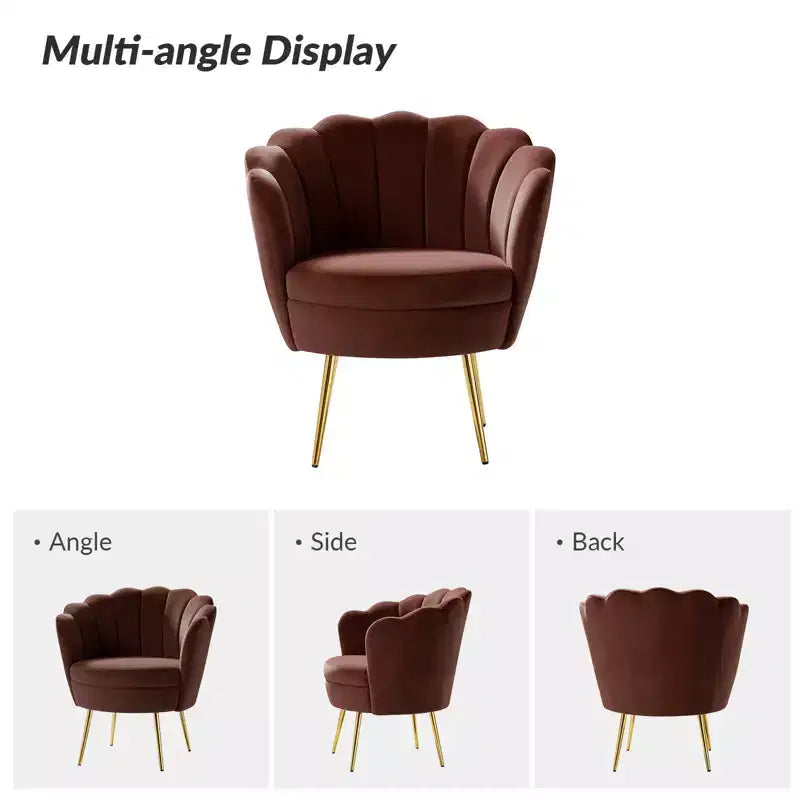 Comfy Barrel Chair with Golden Metal Legs, Living Room Accent Chair