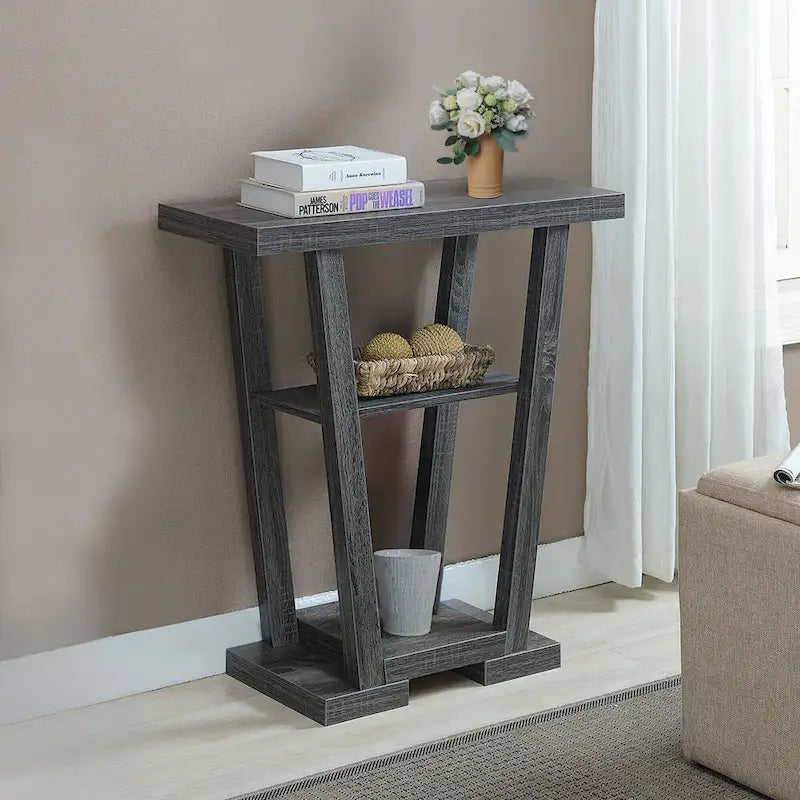 Newport V-consoletafel met planken van Convenience Concepts