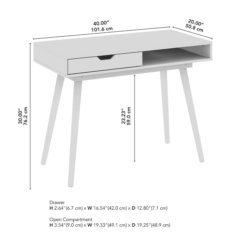 Scrivania per computer e scrittura Bush Furniture Nora 40W con contenitore