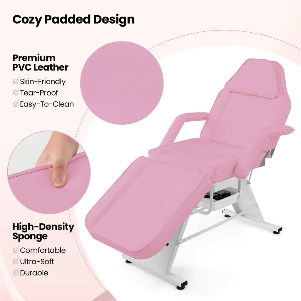 Costway Massageliege 72 mit hydraulischem Hocker, verstellbarer Rückenlehne &