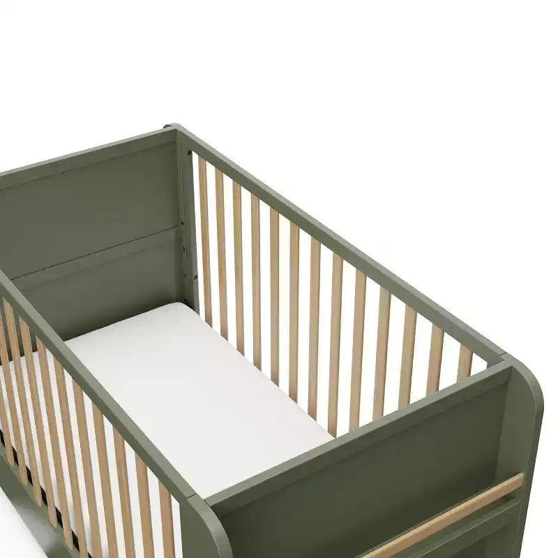 Lit de bébé convertible 4-en-1 avec tiroir et bibliothèques amovibles, sommier réglable