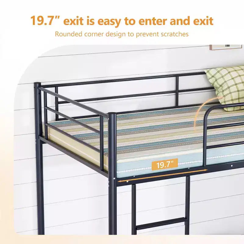 Lit superposé en acier Karl Home, 1 place au-dessus d’une place, avec échelle, pour chambre ou dortoir, enfants et adultes