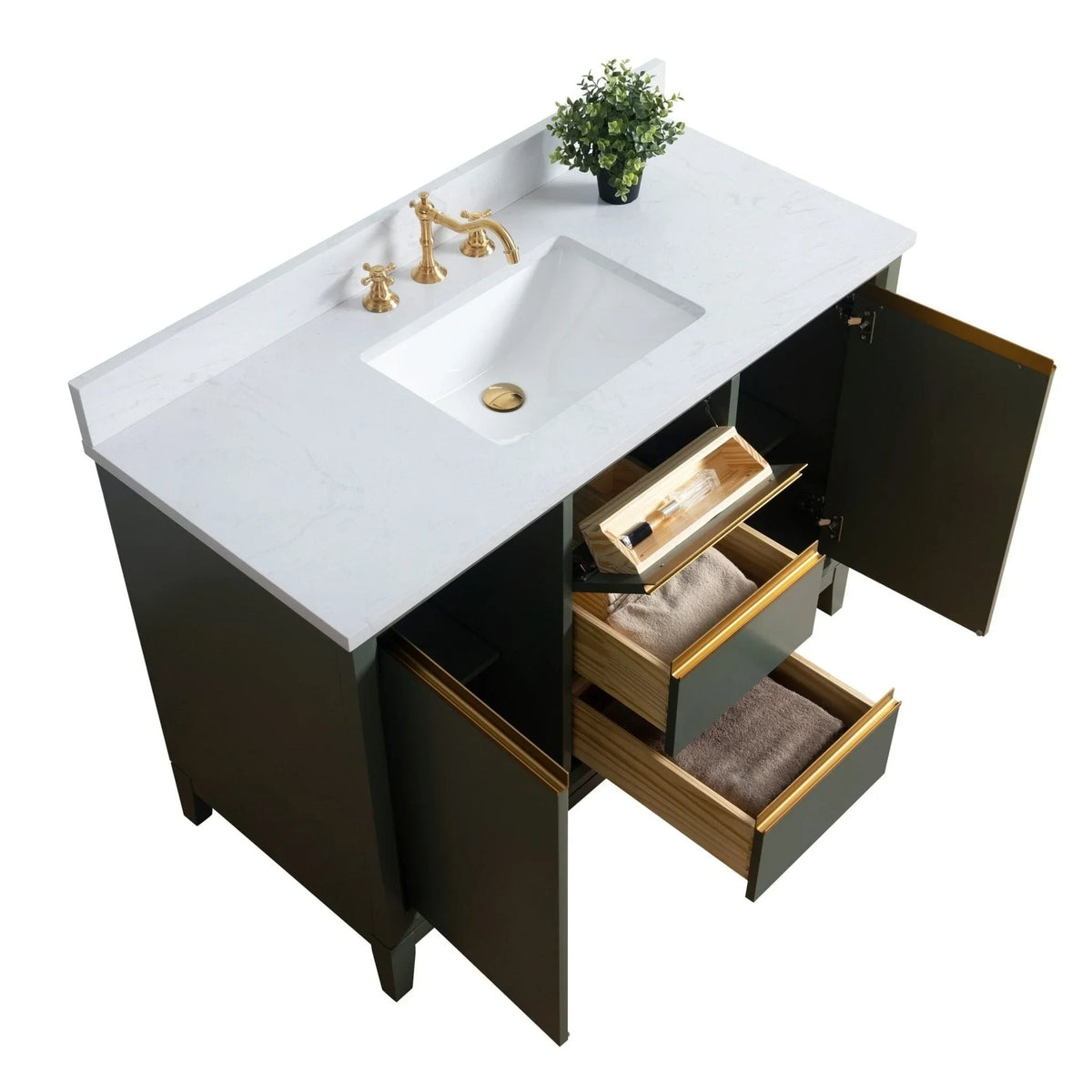 Vanity Art Bathroom Vanity with Ceramic Sink and Engineered Marble Top