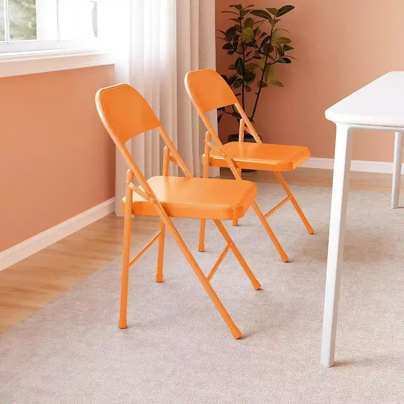 Ensemble de 8 chaises pliantes tout acier avec dossiers, chaises de salle à manger pliables en métal robuste, capacité de 350 lbs, pour l’intérieur et l’extérieur