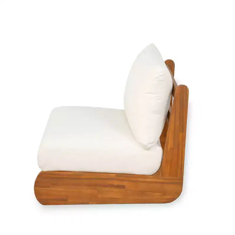 Christopher Knight Home Tavriel moderne Sitzgruppe im Mid-Century-Stil für die Terrasse aus Akazienholz mit 5 Sitzplätzen und dicken Kissen, Tisch nicht enthalten