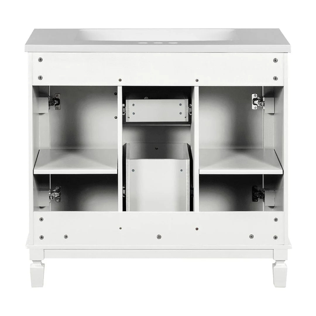 36 Modern Bathroom Vanity with Top Sink and Mirror Cabinet,2 Doors and 2 Drawers