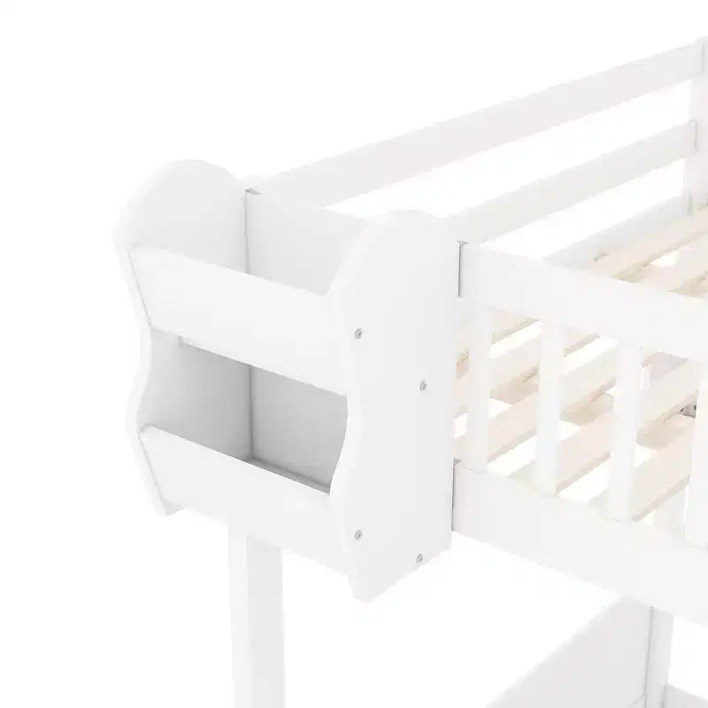 Hoogslaper voor queensize matras met trap, kledingkast en opbergplanken - MDF, 650 lb