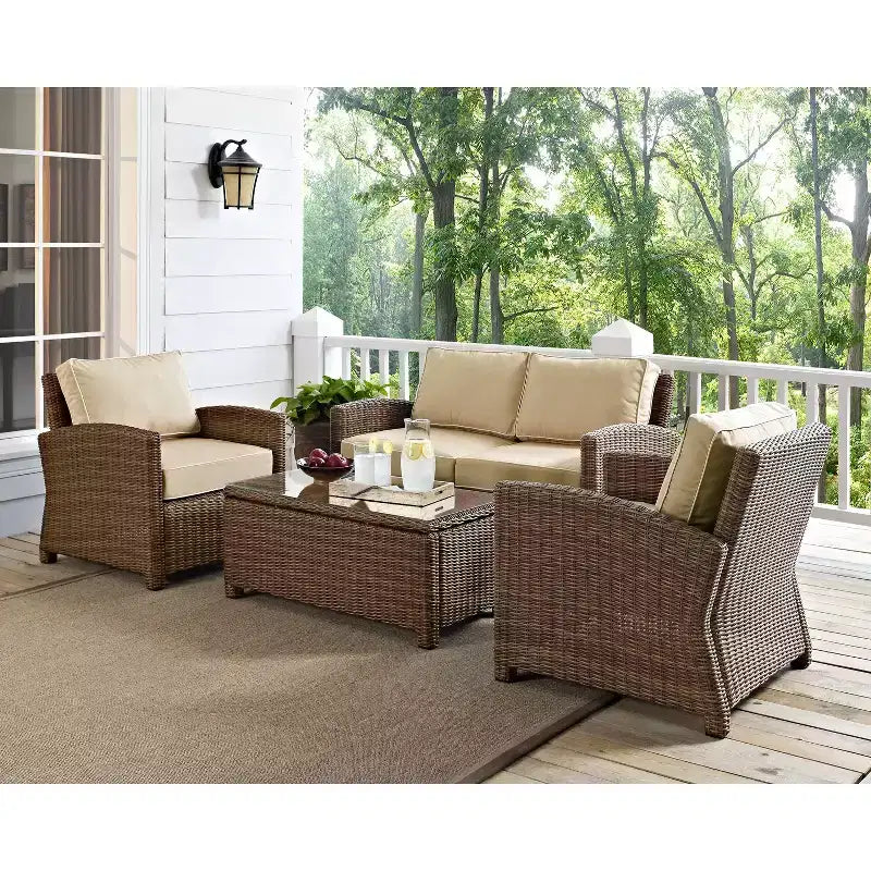 4-teiliges Outdoor-Lounge-Set aus Rattan - Crosley
