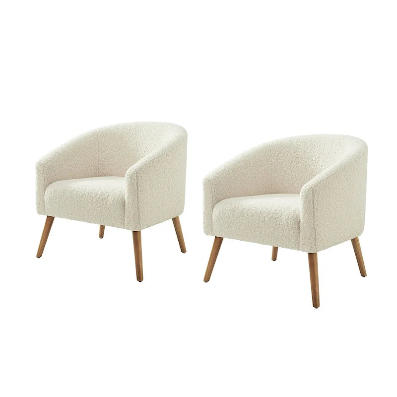 Sheila Moderner 30 W Bouclé-Sessel mit Beinen aus Massivholz, 2er-Set von HULALA HOME
