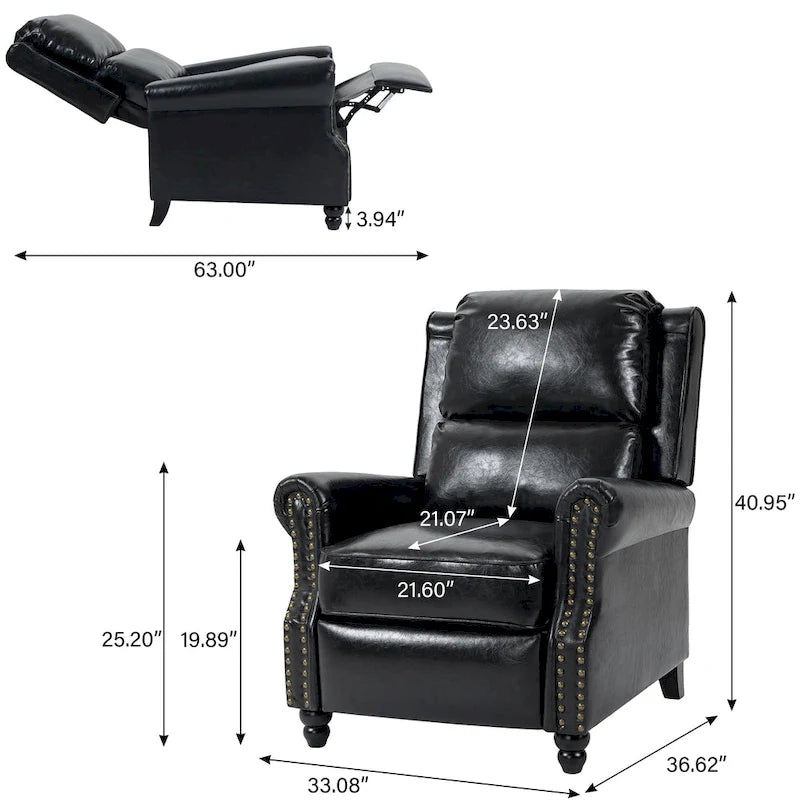 Set mit 2 modernen Relaxsesseln mit gepolstertem Sitz aus Kunstleder/Stoff