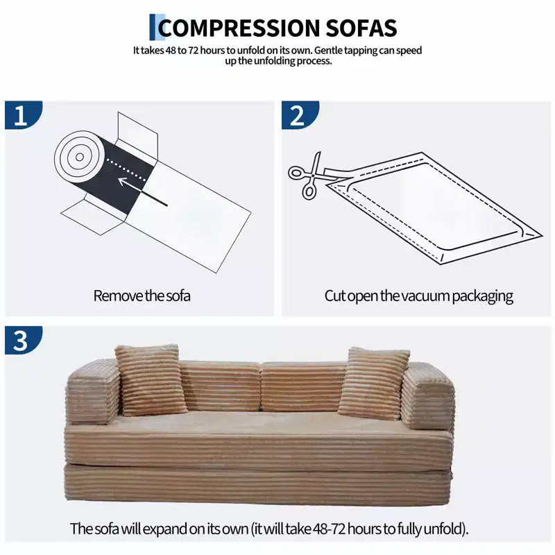 80.7 5-in-1-Schlafsofa mit Cordbezug, 1200 lbs, keine Montage erforderlich