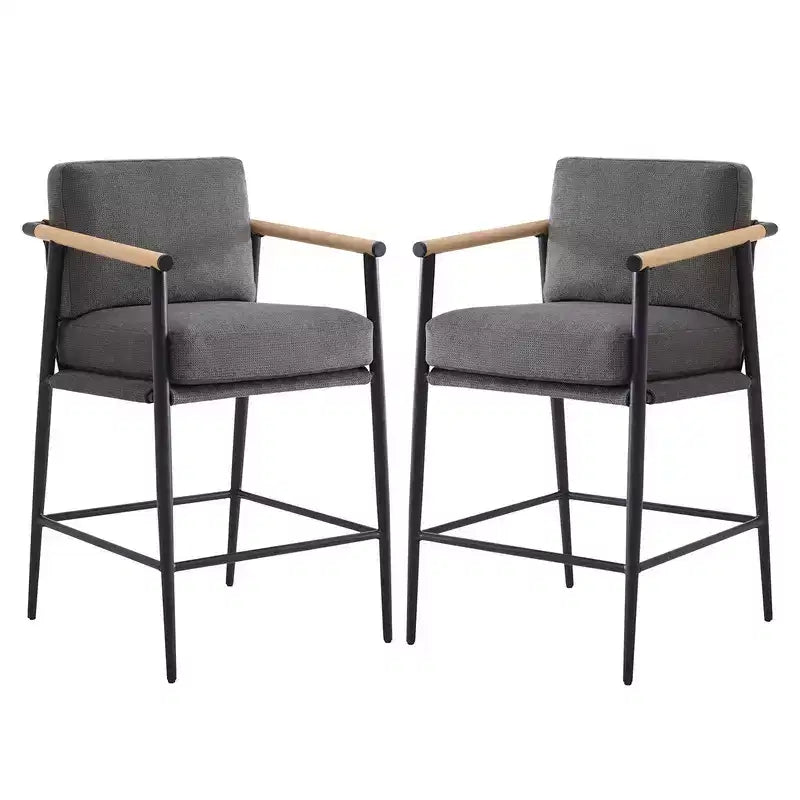 Spruce&Spring Modern Counter Stools with Arm & Metal Frame Set of 2