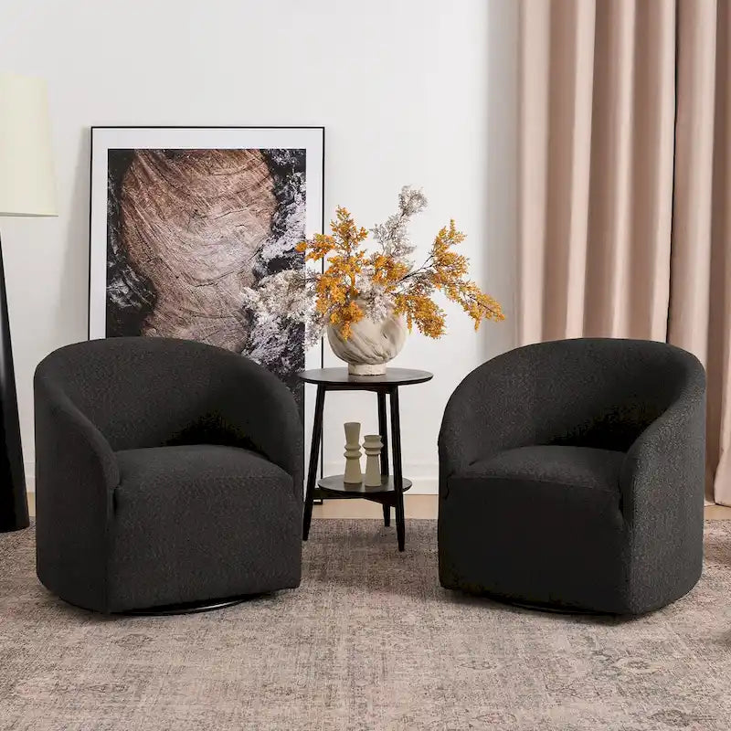 Fauteuil pivotant tonneau KINWELL 32 W rembourré en bouclé (lot de 2)