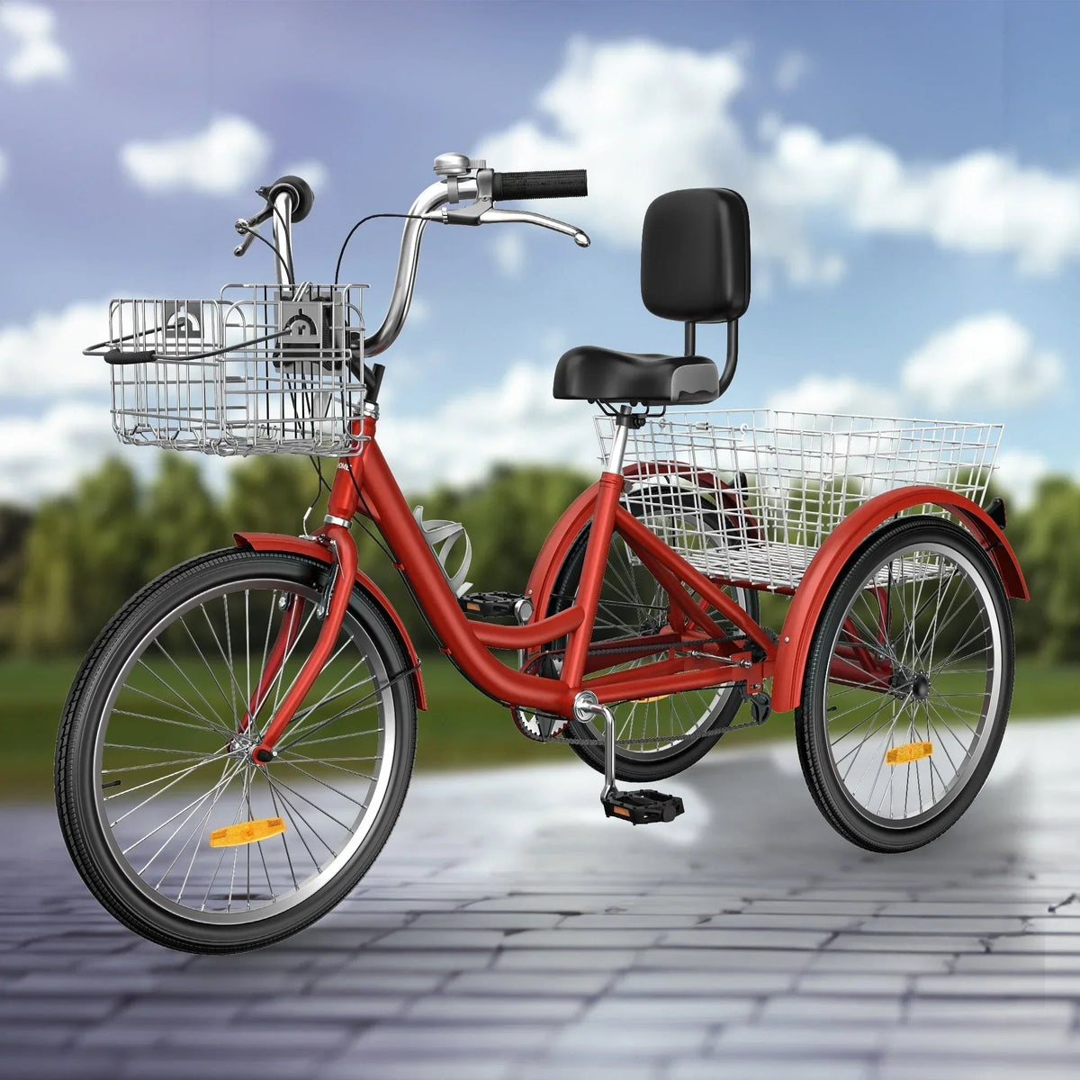 Tricycle pour adultes de 26 pouces, vélo à 3 roues, 7 vitesses