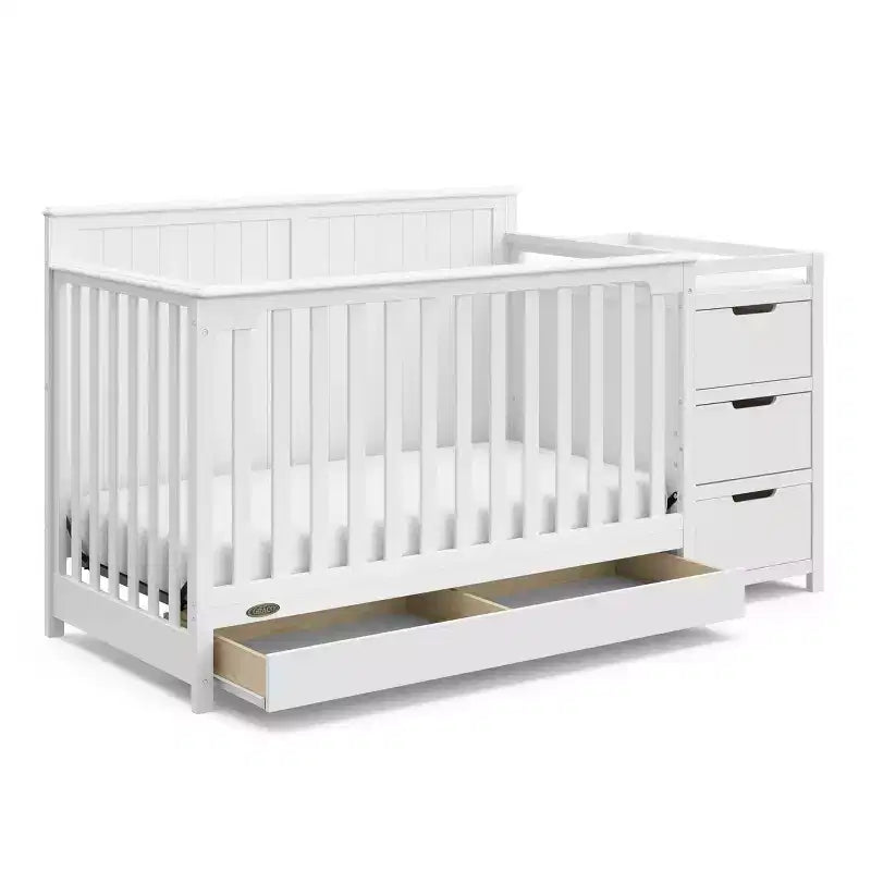 Lit de bébé convertible 5 en 1 avec table à langer et tiroir