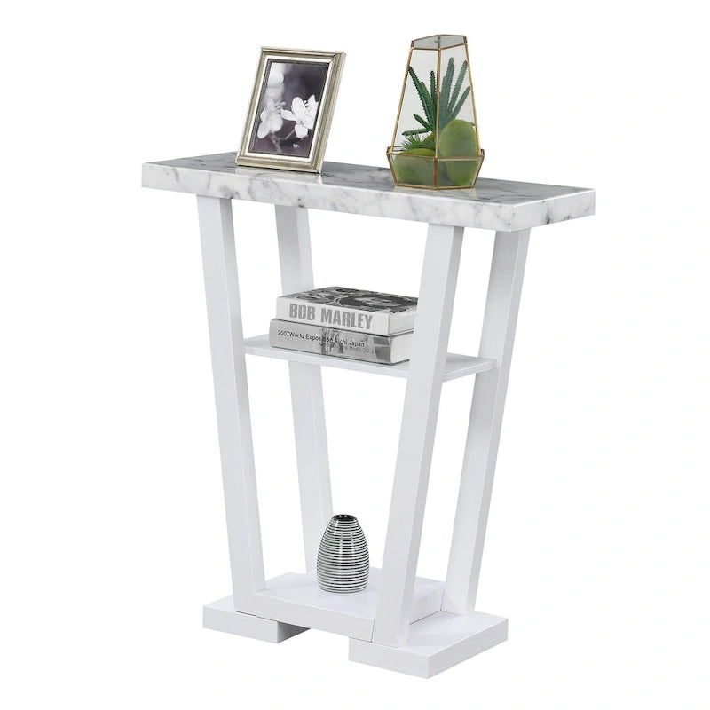 Newport V-consoletafel met planken van Convenience Concepts