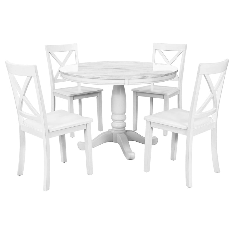 Eetkamertafel met stoelen, set van 5 stuks voor 4 personen