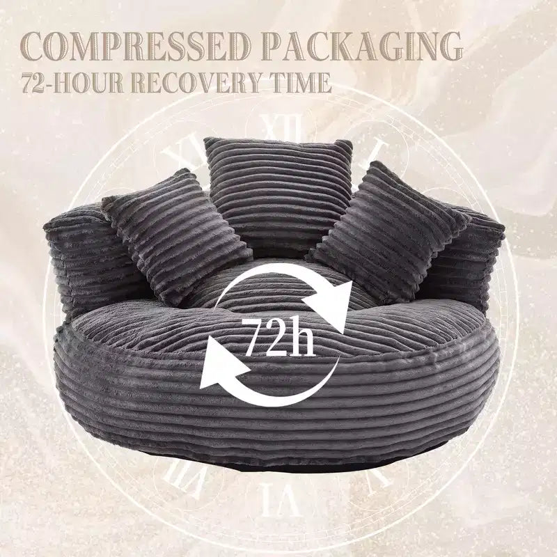 Sitzsacksofa für Erwachsene und Kinder, übergroßer Cord-Sitzsack mit 3 Kissen und Armlehnen für Wohnzimmer und Schlafzimmer - ModernLuxe