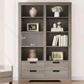 183 cm hohes Bücherregal mit 4 Schubladen, freistehendes Bücherregal im Landhausstil mit Stauraum für Schlafzimmer, Wohnzimmer und Homeoffice