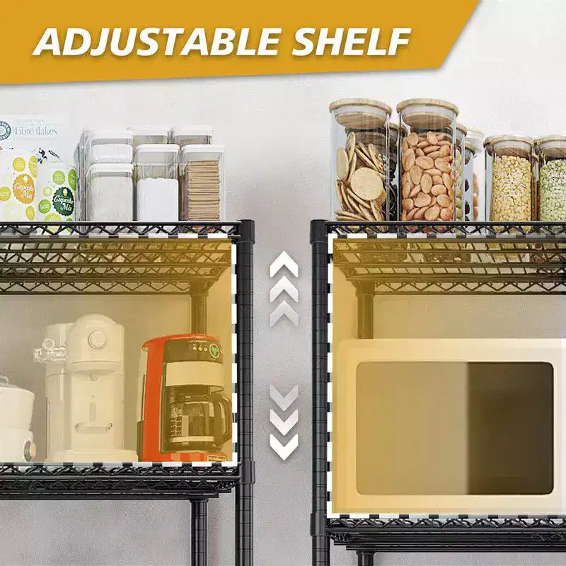Robustes Metallregal mit verstellbaren Gitterböden und Rollen, 2500LBS, NSF