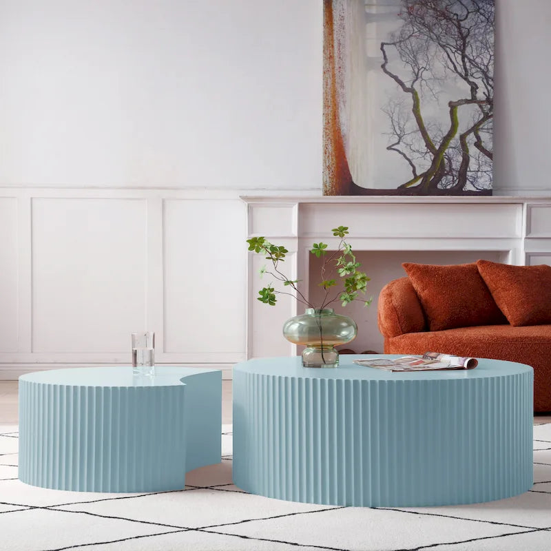 Moderne glamoureuze ronde nesting-bijzettafelset voor de woonkamer (set van 2), niet gemonteerd