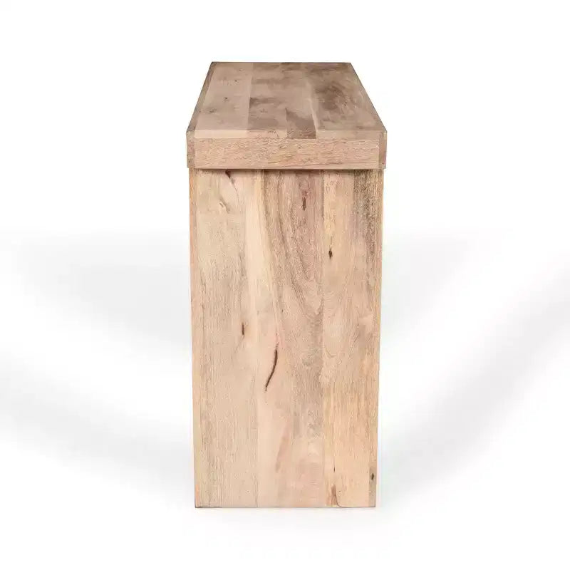 Consolle e tavolino da ingresso Whisen in legno di mango, stile rustico minimalista, con piano spesso