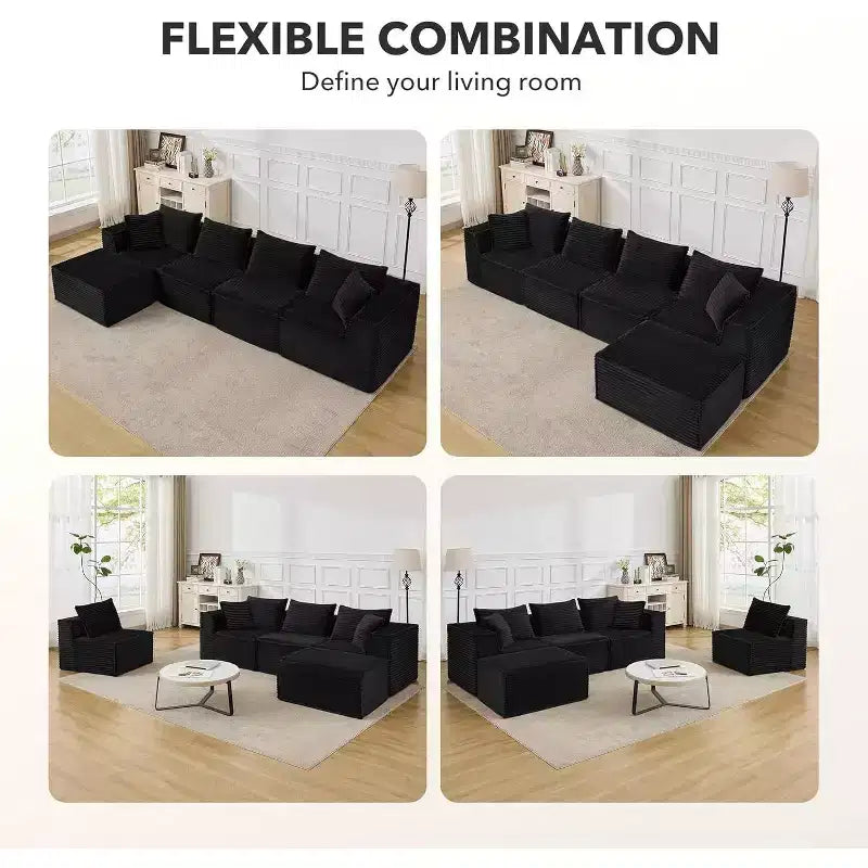 Canapé modulaire nuage de 107/ 137, canapé profond sans structure, canapé convertible confortable pour le sol avec poufs et mousse à mémoire de forme
