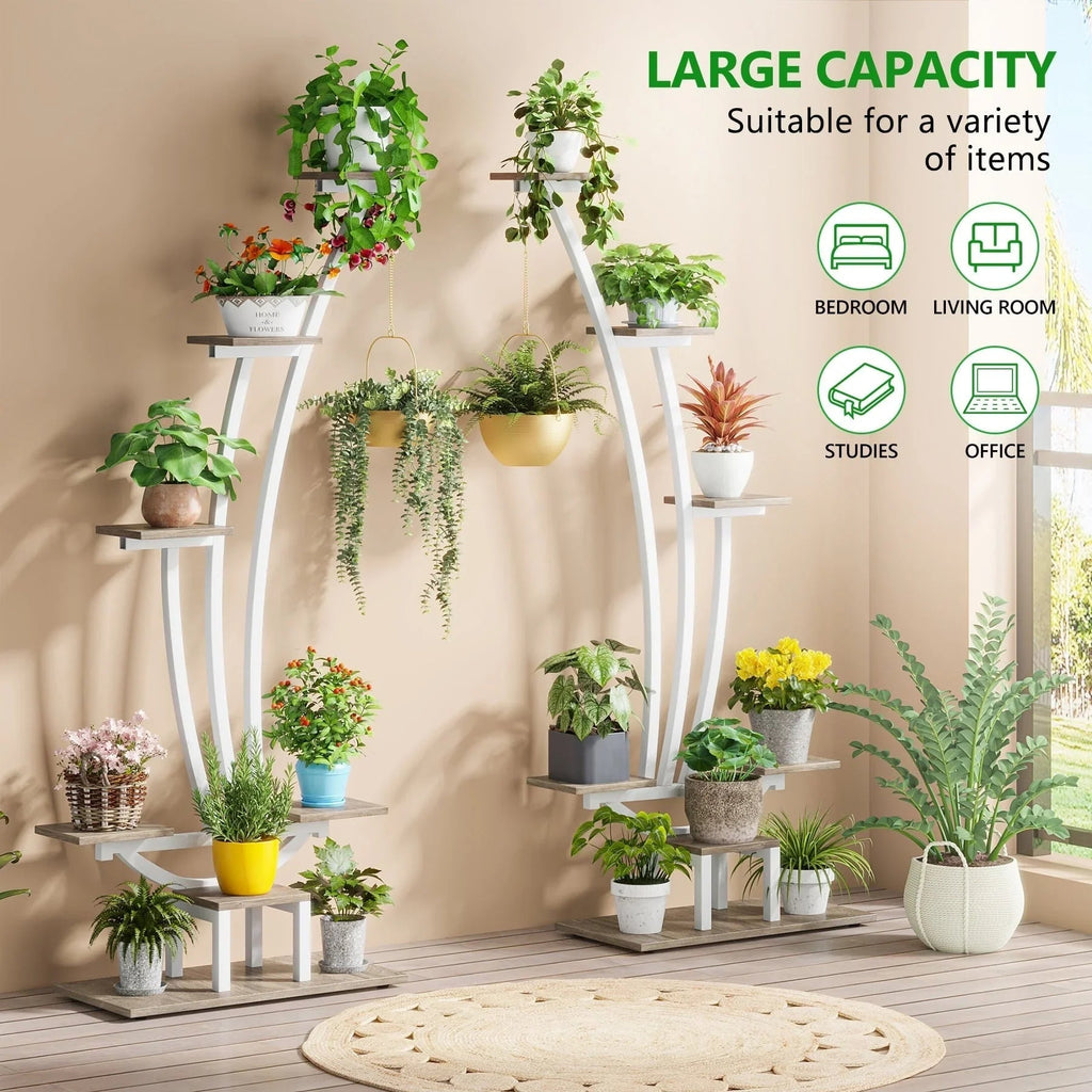 Pflanzenständer für Innenräume, sechsstufiges Blumenregal für Haus und Garten - 2er-Set