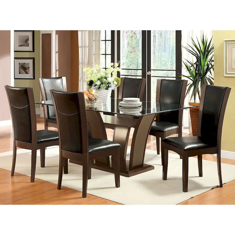 Ensemble de salle à manger Bind contemporain de 7 pièces en bois massif avec étagères ouvertes, par Furniture of America