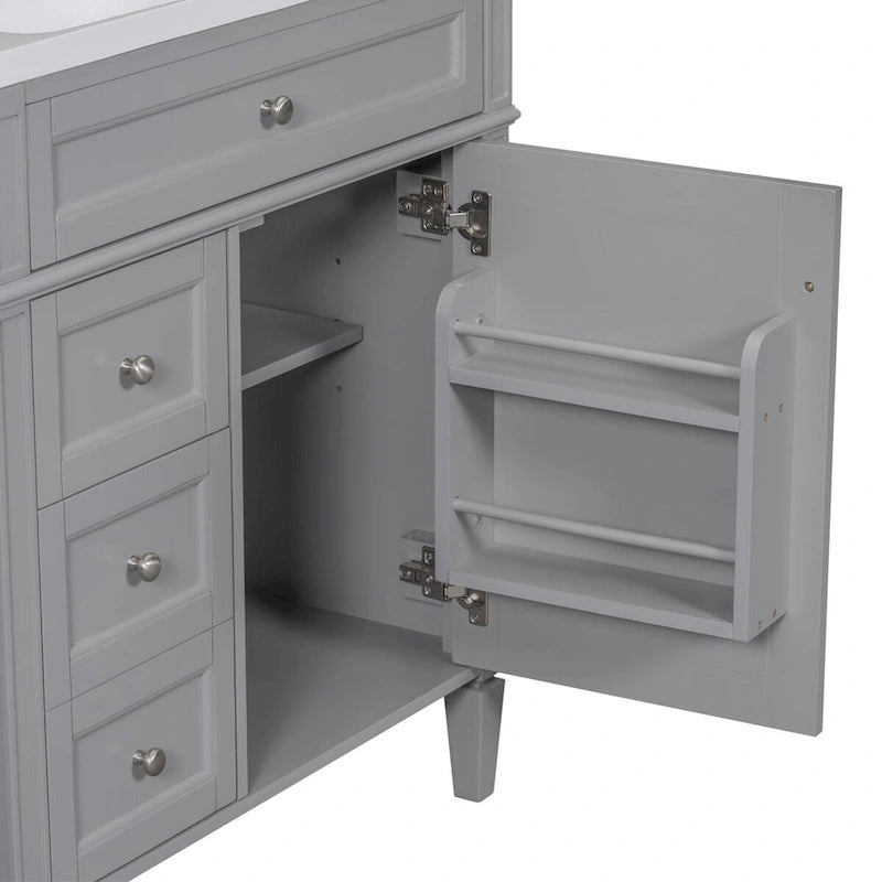 Meuble-lavabo de salle de bain avec vasque à poser et tiroir basculant