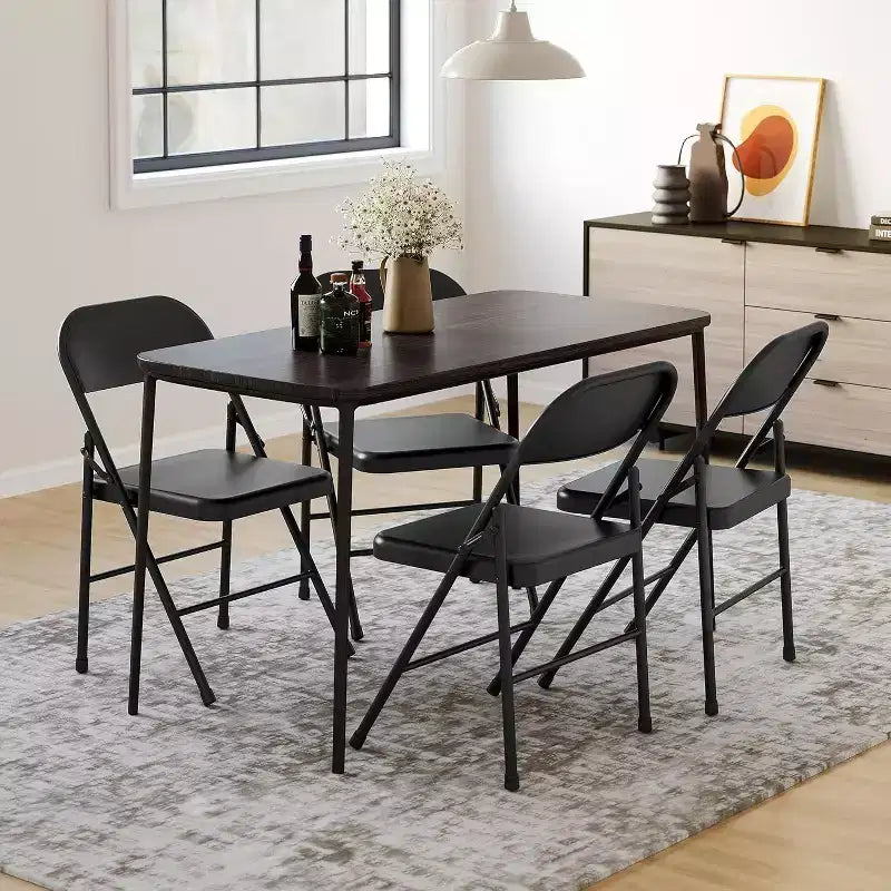 8er-Set komplett aus Stahl gefertigter Klappstühle mit Rückenlehnen, robuste klappbare Metall-Esszimmerstühle, Tragkraft 350 lbs, für drinnen und draußen geeignet