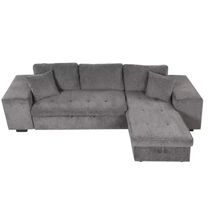 Divano componibile letto reversibile a L da 104.5 con chaise longue contenitore e 2 sgabelli - Divano letto trasformabile a 3 posti per il soggiorno