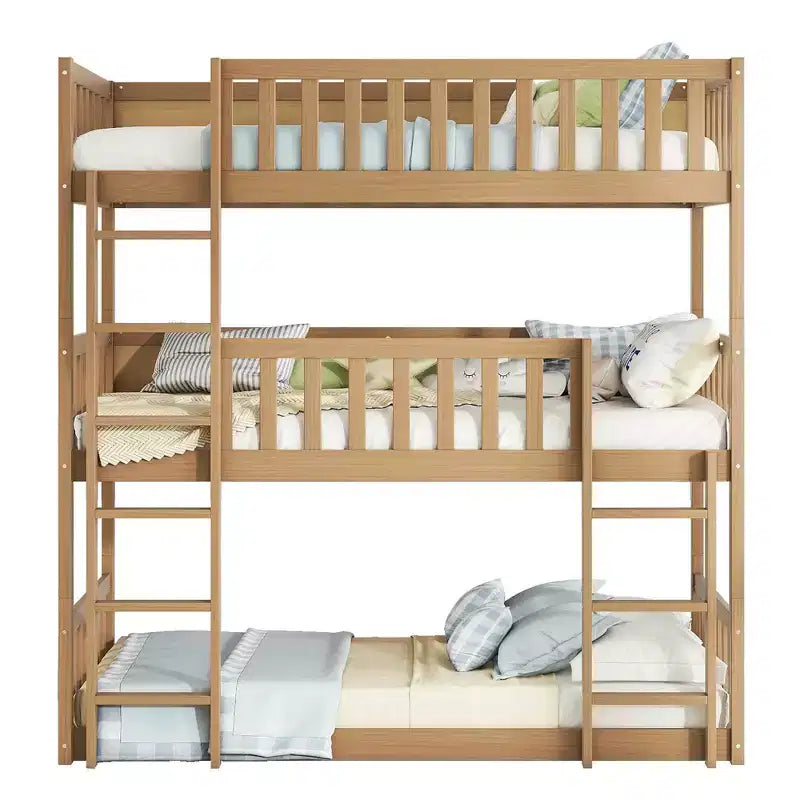 Letto a castello triplo per bambini, con tre letti singoli sovrapposti e separabili, scala e spondine, convertibile in 3 letti