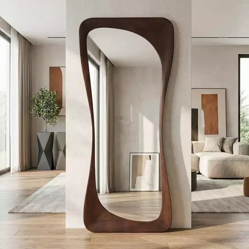 Dovelina asymmetrische passpiegel van 71H*31W, decoratieve staande spiegel, moderne badkamerspiegel voor woonkamer, eetkamer, hal en slaapkamer